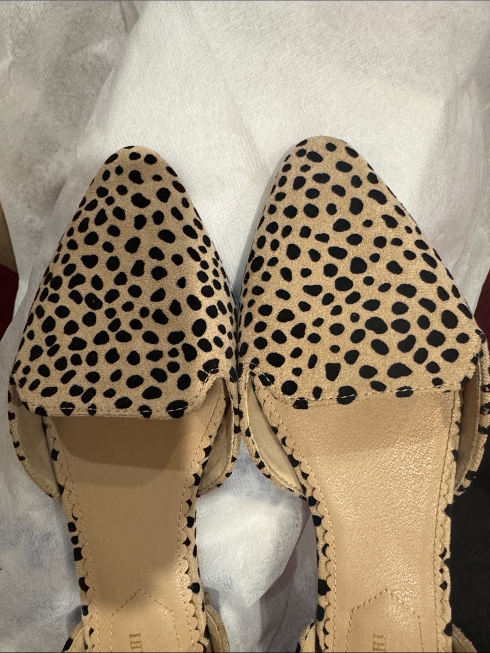 Isaac Mizrahi Beige and Black Spotted D'Orsay Flats - Picture 5 of 5